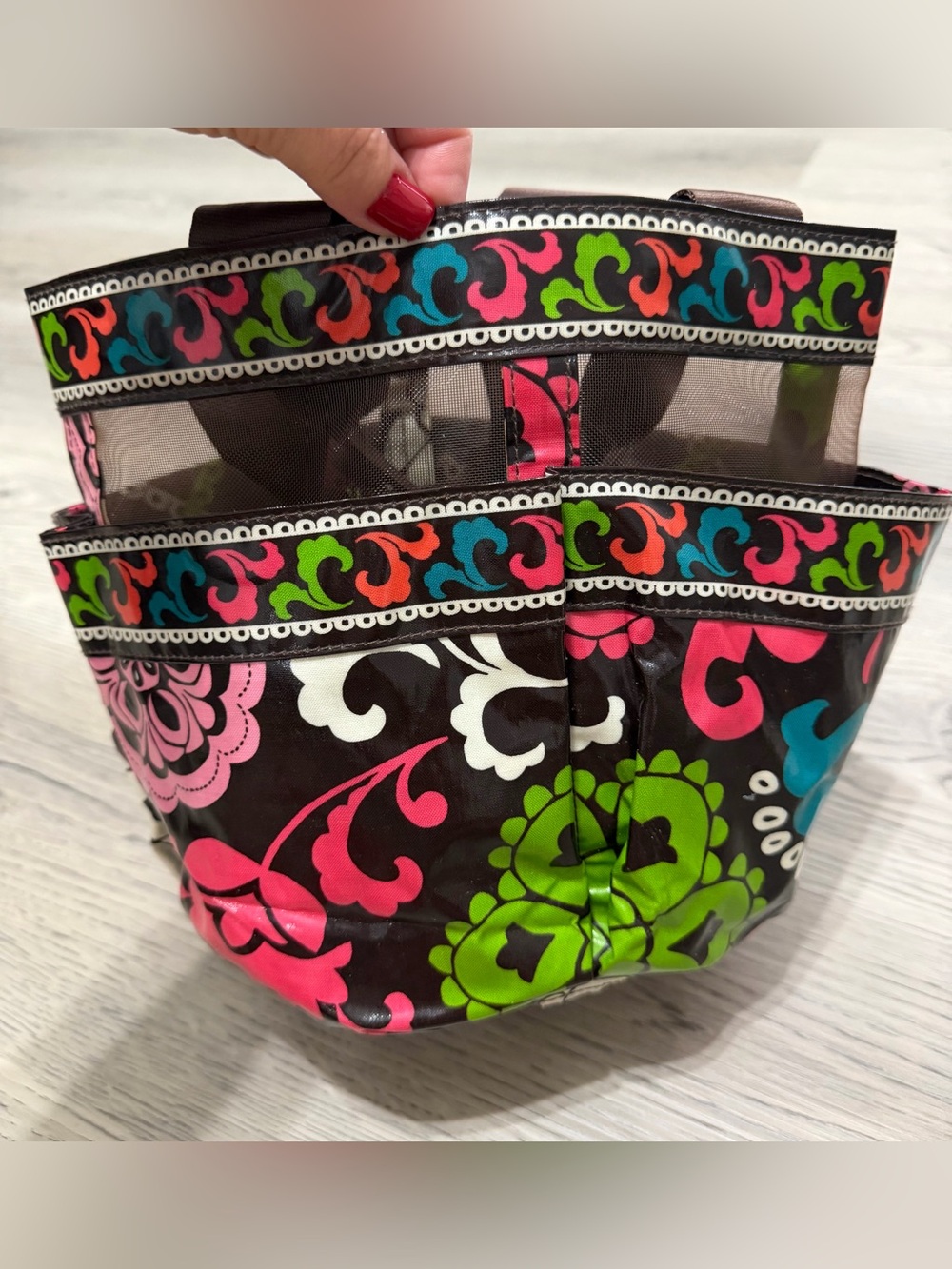 NEW Vera Bradley “Lola” Shower Caddy Mesh Freestanding Bottom Water Resistant - Picture 7 of 11